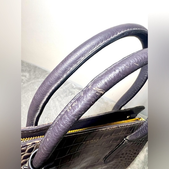 🐶 Radley London Croco-Embossed Charcoal Leather Satchel/Crossbody 🐶 - Picture 8 of 12